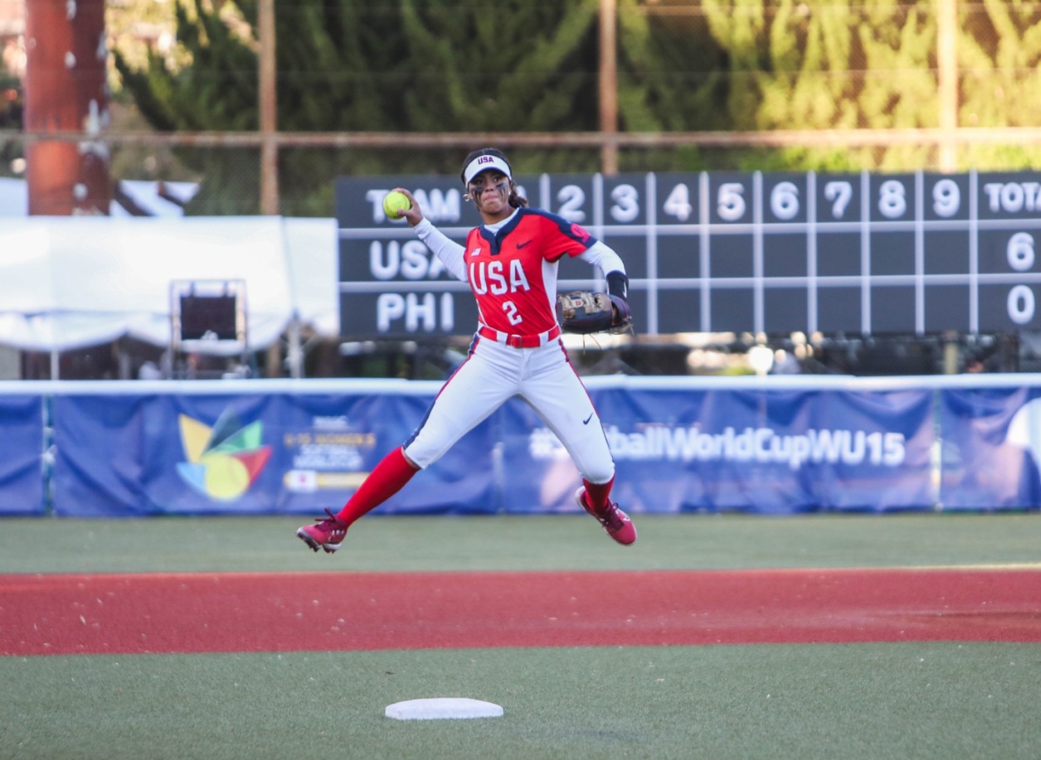 Texas-committed 2026 SS Anabela Abdullah, #3 in the 2026 Line Drive Hot 100, today's standout spotlight athlete from the Sunshine State. Photo by USA Softball.
