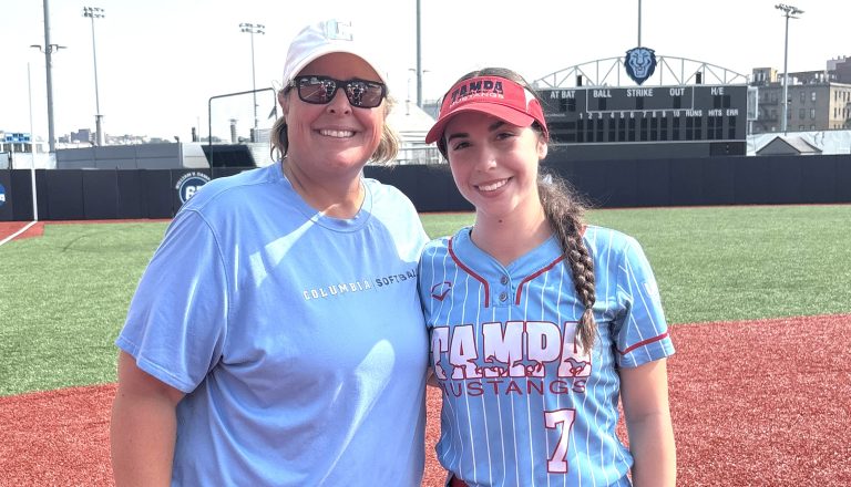 Columbia Head Coach Jennifer Teague with Ava